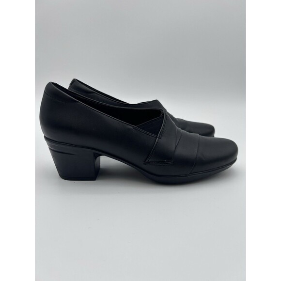 Clark’s Collection Women’s 9 Black Leather Pleated Loafers Clogs Comfort Shoes - Picture 1 of 8